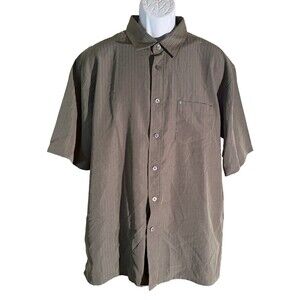 EIGHTY EIGHT Men's Short Sleeve Button Down‎ Lizard Stripe Olive Shirt XL